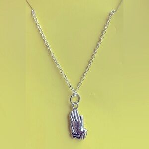 Praying Hands Necklace on 20” sterling silver chain with lobster clasp